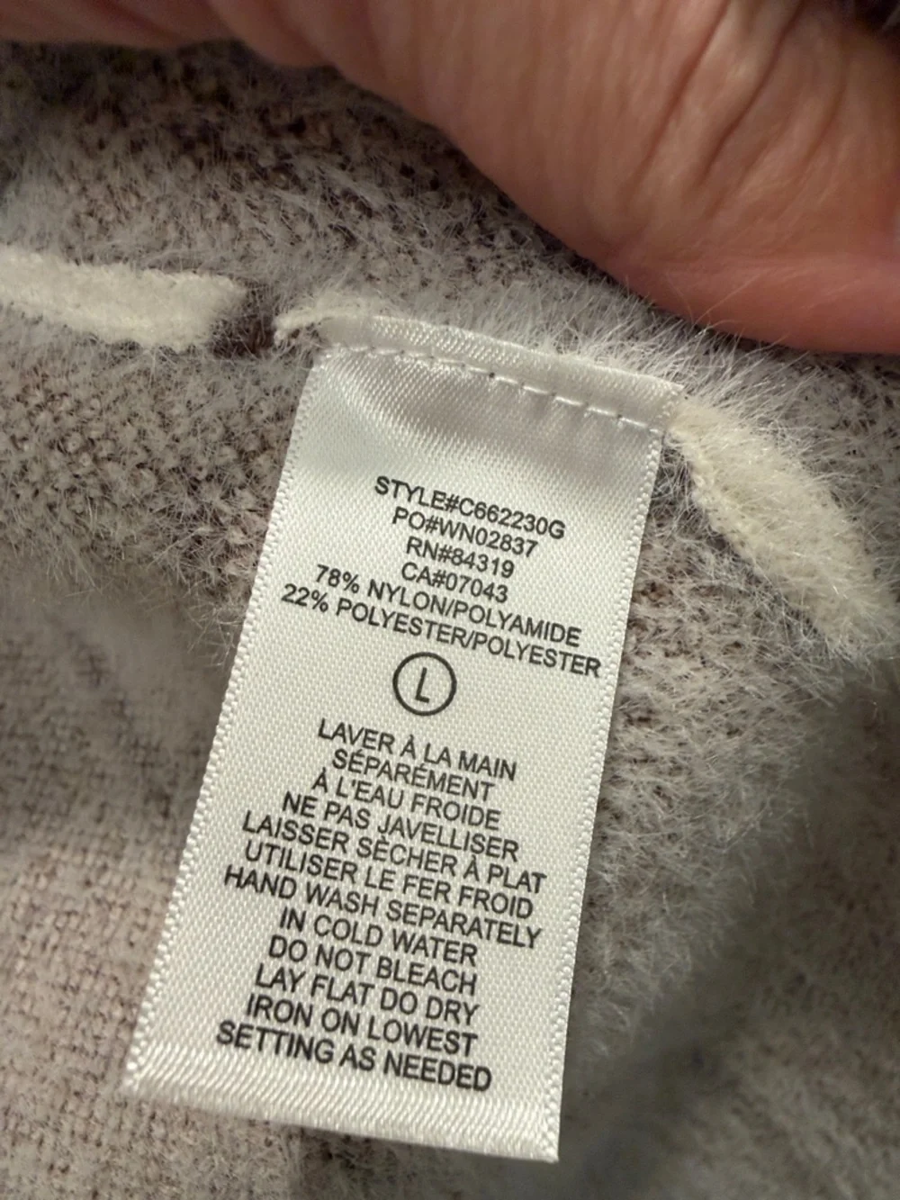 Cyrus Open-Front Windowpane Cardigan Sweater in Cream and Taupe - Picture 8 of 8